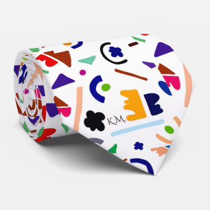 Flamboyant Modern Playful Geometric Chic Monogram Tie