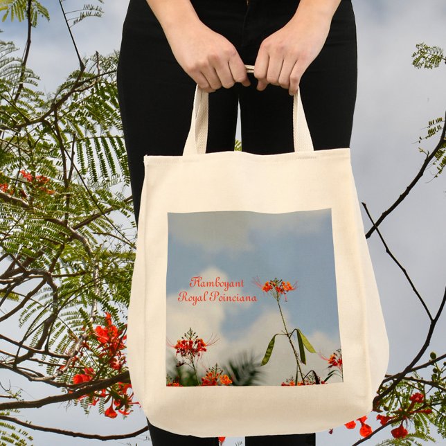 Flamboyant Royal Poinciana Blossoms and Sky Blue Tote Bag (Creator Uploaded)