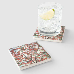 Flamboyant Royal Poinciana Floral Botanical Stone Coaster