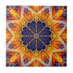 Flame and Navy Decorative Tile