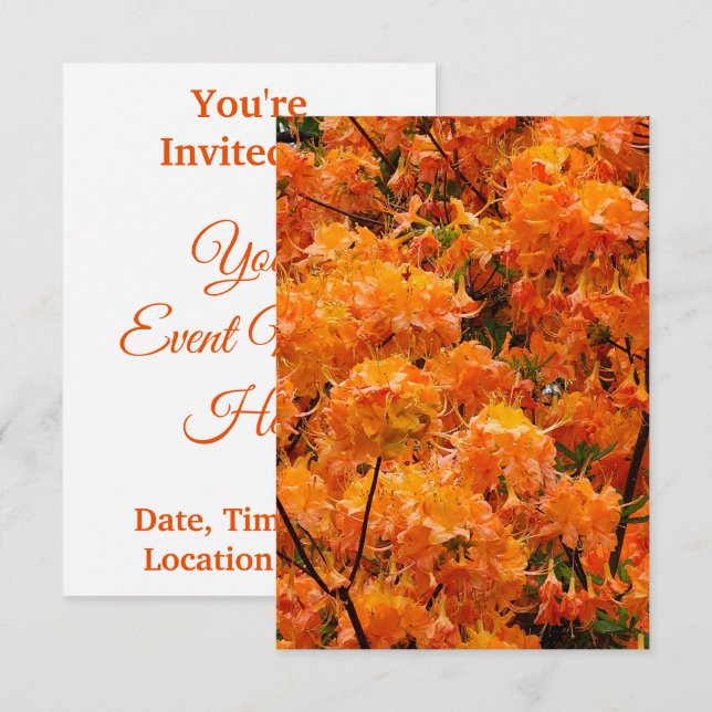 Flame Azalea Flowers Invitation (Front/Back)