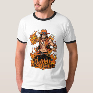 Flame Commander Pirate Action Art T-Shirt