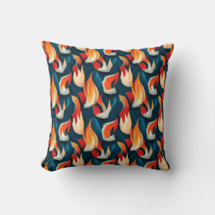 Flame Fabric   Red And Blue Repeating Pattern Cushion