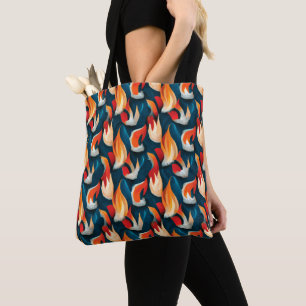 Flame Fabric   Red And Blue Repeating Pattern Tote Bag