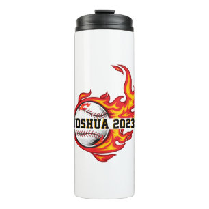 Flame Fusion: Customizable Baseball on Fire Thermal Tumbler