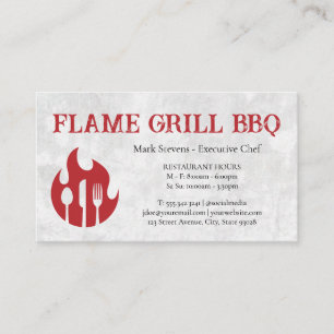Flame Grill Utensils   Restaurant Logo Business Card