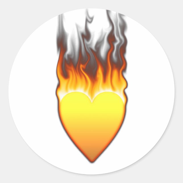 Flame Heart shape Design II Classic Round Sticker (Front)