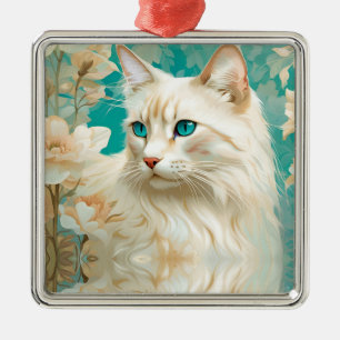Flame Lynx Point Siamese Portrait Art Metal Tree Decoration