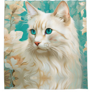flame Lynx Point Siamese Portrait Art Shower Curtain
