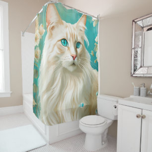 flame Lynx Point Siamese Portrait Art Shower Curtain