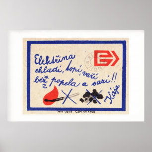 Flame Matches Crossed Out Vintage Matchbox Label Poster