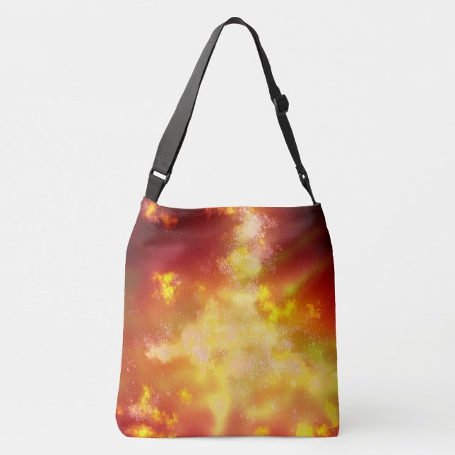 Flame night sky  crossbody bag (Back)