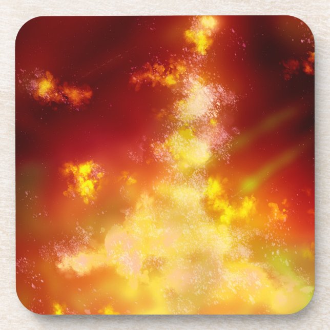 Flame Night Sky  Plastic  Coaster (Front)