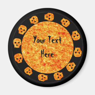 Flame Orange Skull Magnets