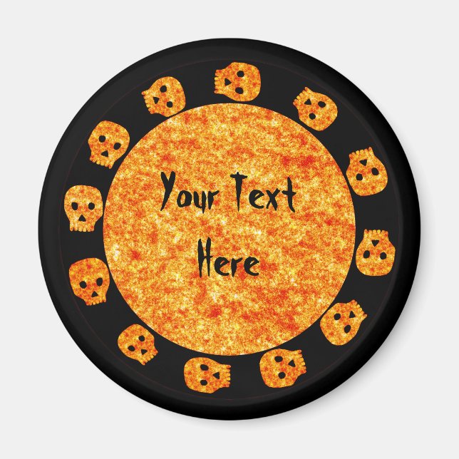 Flame Orange Skull Magnets (Front)