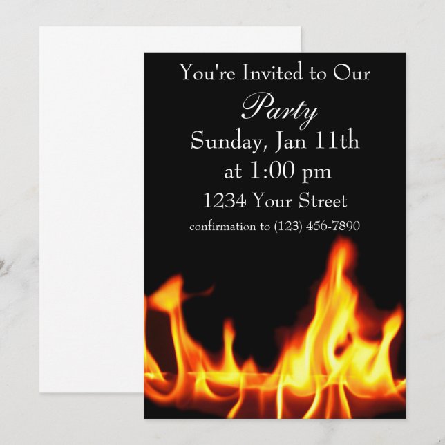 Flame party invite full (Front/Back)