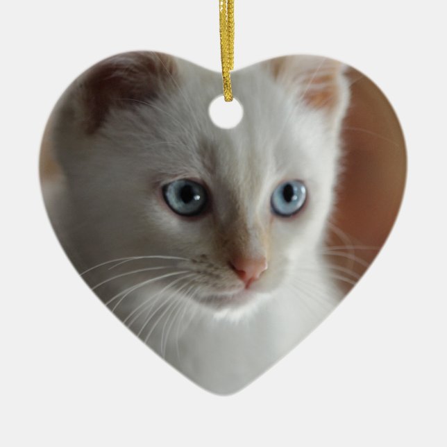 Flame Point Blue Eyes Ceramic Tree Decoration (Front)