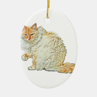 Flame point siamese cat 2 ceramic tree decoration