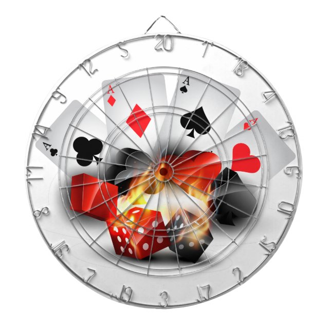 Flame Poker Casino White Dartboard (Front)