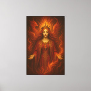 Flame Queen of Eternal Fire – Fire Goddess with Cr Canvas Print