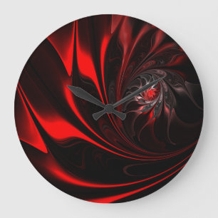 Flame Red Abstract Whirl Large Clock