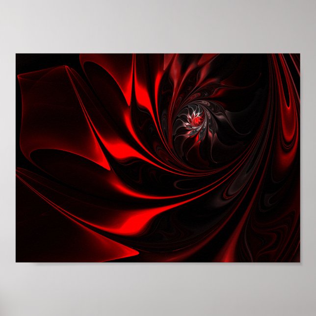 Flame Red Abstract Whirl Poster (Front)
