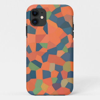 Flame Red, Midnight Blue, Green Mosaic Pattern iPhone 11 Case