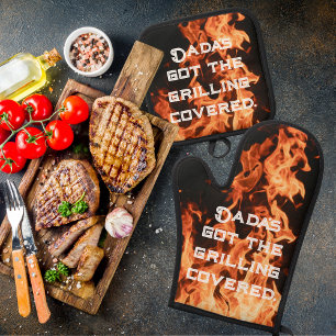 Flame-Resistant Dad’s BBQ Armour Oven Mitt & Pot Holder Set