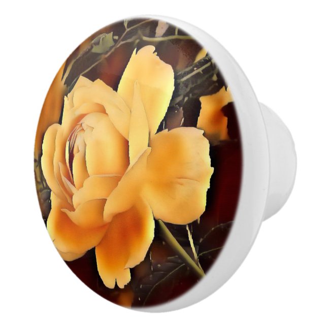 Flame Rose Ceramic Knob (Right)