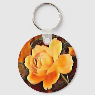 Flame Rose Key Ring