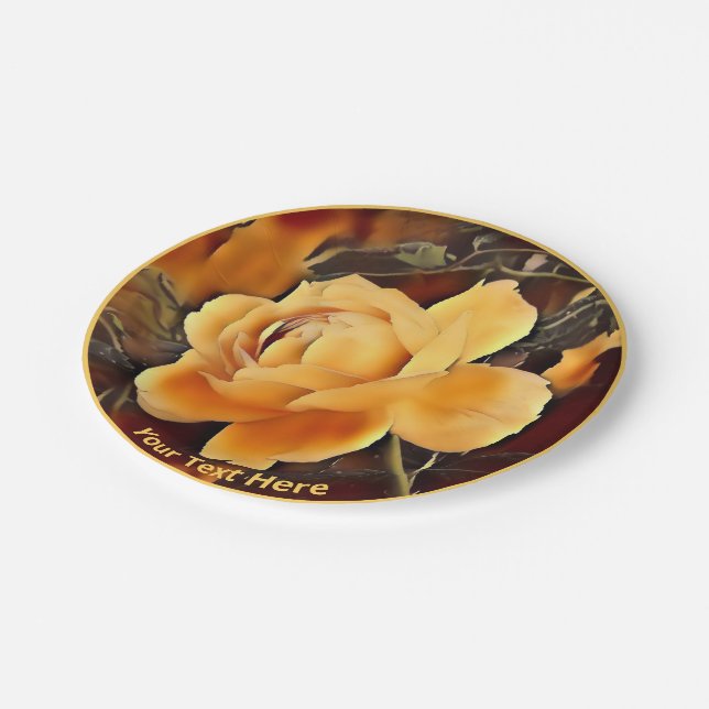 Flame Rose Paper Plate (Angled)