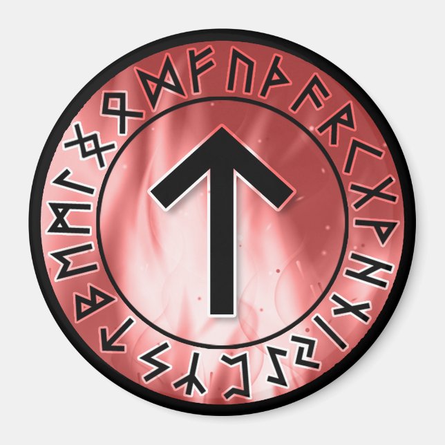 Flame Runes, Red [17. Tiwaz] Magnet (Front)