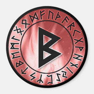 Flame Runes, Red [18. Berkano] Magnet