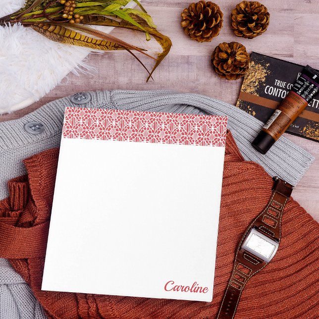 Flame Scarlett With White Crochet Lace Pattern Notepad (Creator Uploaded)