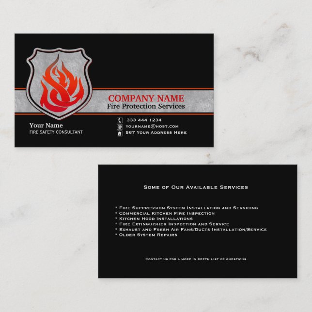 Flame Shield Fire Protection Business Card (Front/Back)
