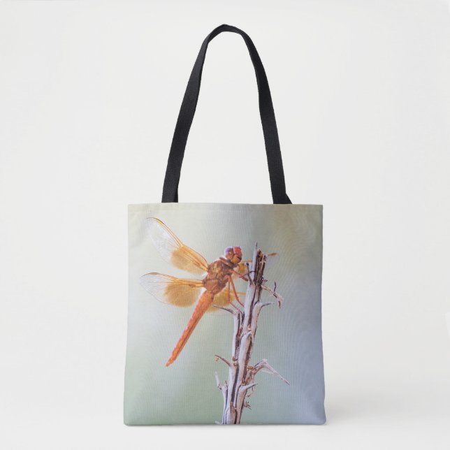 Flame Skimmer Dragonfly on Agave Tote Bag (Front)