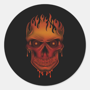Flame Skull  Classic Round Sticker