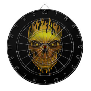 Flame Skull - Gold Dartboard