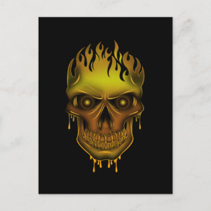 Flame Skull - Gold Postcard