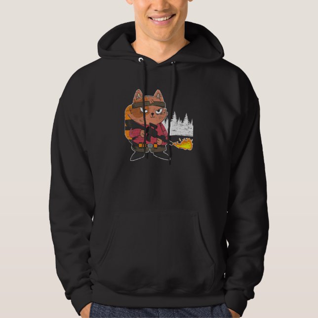 Flame Thrower   Flamethrower Hot Burn Cat Hoodie (Front)
