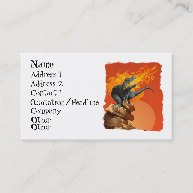 Flame Throwing Dinosaur Art by Michael Grills Business Card (Front)