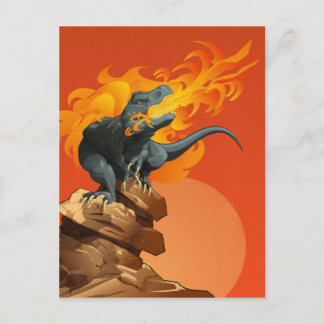 Flame Throwing Dinosaur Art by Michael Grills Postcard