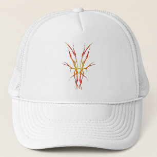Flame Tribal Deer Skull Hunting Design Trucker Hat