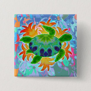 Flame Turtle 15 Cm Square Badge