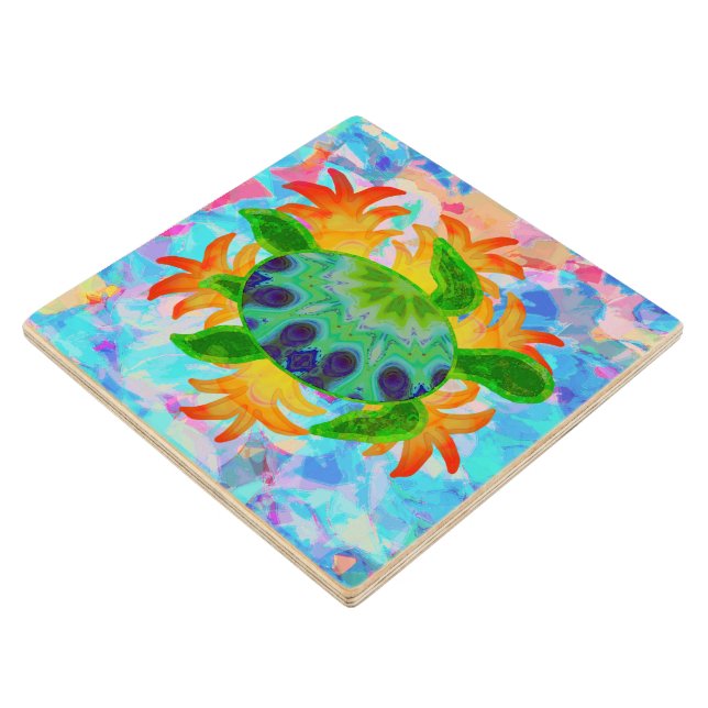 Flame Turtle Wood Coaster (Angled)