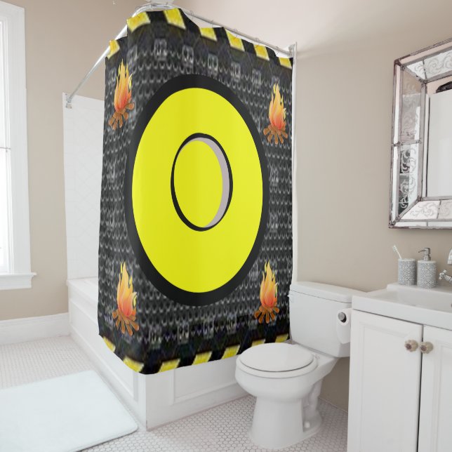 Flame yellow  black showercurtain shower curtain (In Situ)