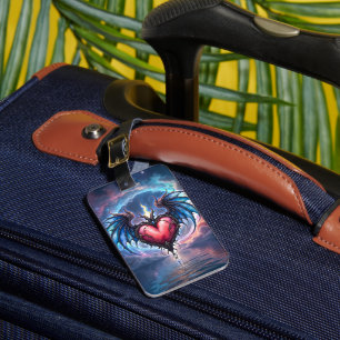 Flamebound Heart of the Moon – Gothic Cosmic Love Luggage Tag