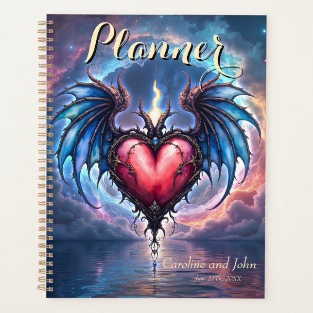 Flamebound Heart of the Moon – Gothic Cosmic Love  Planner (Front)