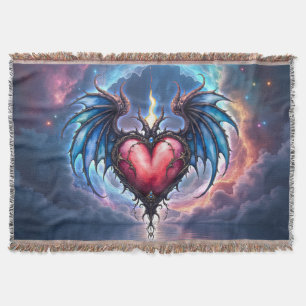 Flamebound Heart of the Moon – Gothic Cosmic Love Throw Blanket