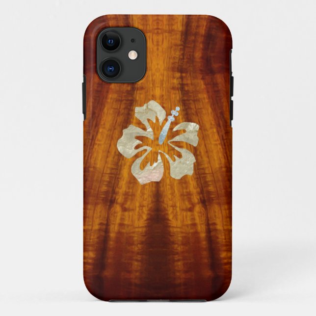 Flamed Koa with Hisbiscus Case-Mate iPhone Case (Back)